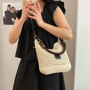Sac fourre-tout au crochet avec perles en bois pour la plage et le style décontracté