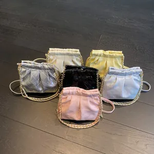 Chic quilted chain bags in six colors including silver, beige, and pink for women