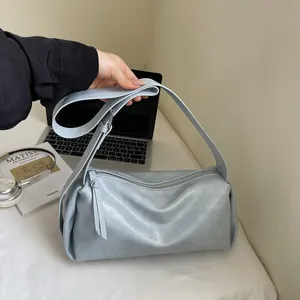 Damen PU Achseltasche Im Koreanischen Stil Mode Weiche Kissentasche Mit Breitem Riemen Umhängetasche Für Den Alltag