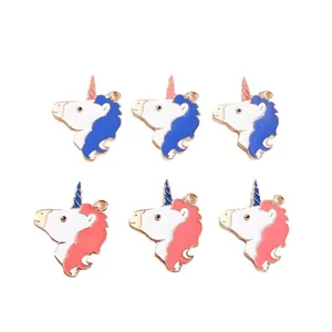 Kleurrijke eenhoorn hangers van legering met goudlaag voor DIY sieraden maken