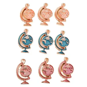 Lot de breloques globe émaillées colorées en métal doré pour la création de bijoux DIY
