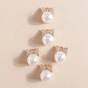Elegante Perlenanhänger mit goldenen Strass-Schleifen für DIY-Schmuck 5er-Set