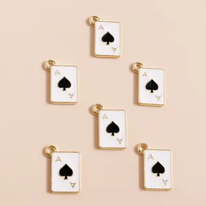Pendentifs cartes de poker As de Pique en alliage pour création de bijoux DIY lot de 6