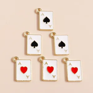 Pendentifs Charmes en Alliage Émaillé Cartes à Jouer As de Cœur et de Pique pour la Fabrication de Bijoux DIY Colliers Bracelets Accessoires Personnalisés