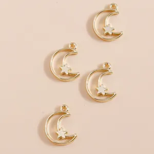 Legering Maan Ster Hanger Bedels DIY Sieraden Maken Accessoires Goud Holle Maan Solide Ster Hemelse Handwerk Benodigdheden