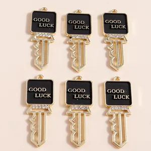 Μενταγιόν Κλειδί Good Luck από Κράμα Στρας Σμάλτο Lucky Key Charms για Κατασκευή Κοσμημάτων DIY Αξεσουάρ Μόνο Μενταγιόν Χωρίς Αλυσίδα