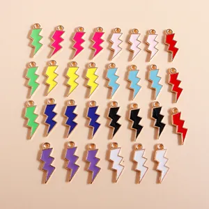 Pendientes de Rayo de Aleación y Esmalte Simples Para la Fabricación de Joyas DIY Collar Pulsera Accesorio Amuletos de Metal Coloridos