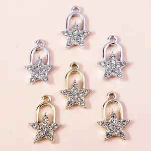 Luxus Gold und Silber Sternanhänger mit funkelnden Strasssteinen für DIY-Schmuck