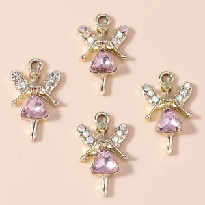 Pendentifs fée papillon rose avec cristaux scintillants pour la création de bijoux DIY