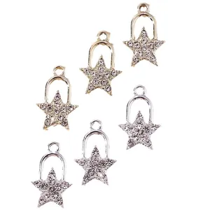 Luxuriöse Sternanhänger mit Strass in Gold und Silber für DIY-Halsketten-Schmuck