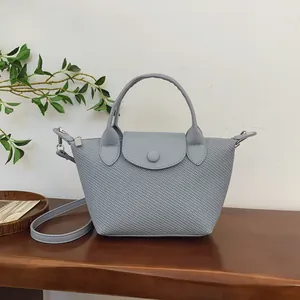 Women's French Retro Woven Texture Dumpling Bag PU Leather Small Tote Handbag Shoulder Crossbody Bag With Adjustable Strap