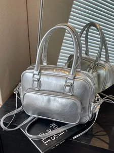 Women Fashion PU Leather Backpack Small Square Handbag Versatile Casual Shoulder Crossbody Bag Minimalist Glossy Solid Tote