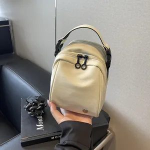 Minimalist Shell Shaped Nylon Crossbody Bag For Women Small Handbag With Woven Rope Strap Double Zipper Casual Cell Phone Bag