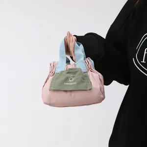 Borsa a Secchiello da Donna Mini in Tessuto Oxford Casual Colore a Contrasto Tracolla Borsa a Spalla per Uso Quotidiano Piccola Borsa