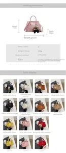 Detailed size parameters and specifications for the minimalist PU leather bucket handbag