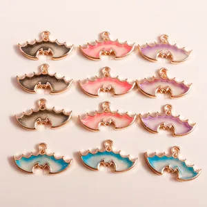 Alloy Bat Wing Charms With Gradient Enamel Glitter For Halloween Jewelry Making DIY Necklace Earrings Pendant Accessories
