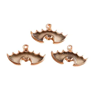 Three gradient bat wing pendants in rose gold finish for DIY Halloween jewelry making