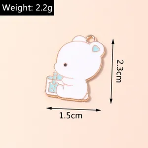 Detail view of cartoon bear charm with 2.3cm height and 2.2g weight specifications