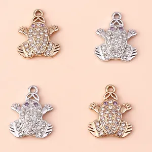 4er-Set Frosch-Schmuckanhänger mit glitzernden Strasssteinen in Gold und Silber