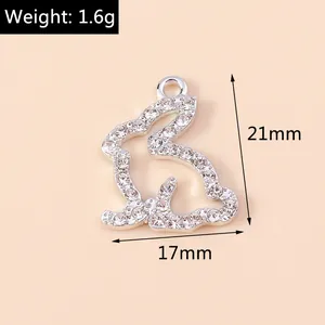 Detail van strass konijn hanger met 21mm hoogte en 1,6g gewicht specificaties