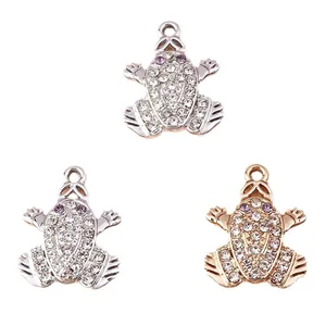 Funkelnde Froschanhänger mit Strass in Gold und Silber für DIY-Schmuckherstellung