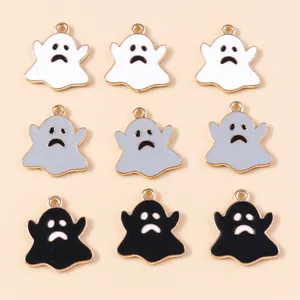 Halloween Ghost Alloy Enamel Pendants Cute Spooky Ghost Charms For DIY Necklace Bracelet Earrings Jewelry Making Accessories