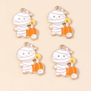 Pendentifs Halloween momie et citrouille en alliage pour création de bijoux DIY