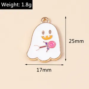 Ghost charm with lollipop for jewelry making, dimensions 25x17mm and 1.8g weight