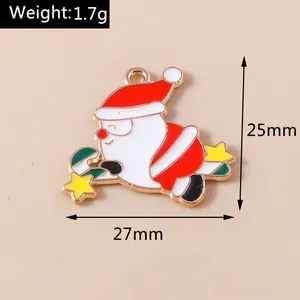 Detailed macro view of enamel Santa Claus pendant showing 25mm height and 1.7g weight