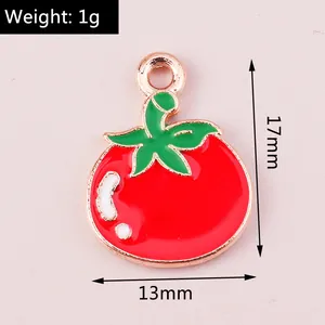 Detailed size map of tomato enamel pendant measuring 17mm by 13mm for DIY jewelry