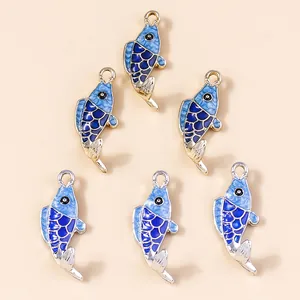 Zinc Alloy Enamel Koi Fish Charm Pendant For DIY Jewelry Making Keychain Phone Case Bag Decoration Accessories