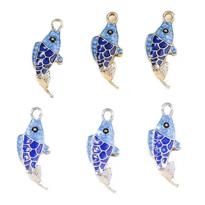 Handmade koi carp fish enamel pendants with gold and silver frames for DIY jewelry crafts