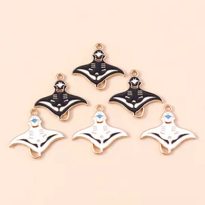 Zinc Alloy Enamel Stingray Manta Ray Charms For DIY Jewelry Making Keychain Pendant Marine Tropical Fish Decorative Accessory