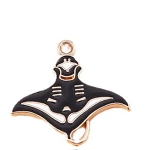 Enamel stingray charms with golden edges for DIY jewelry and keychain accessories