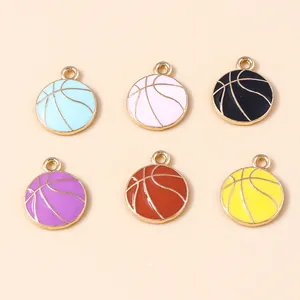 Breloques en Émail de Basket-ball en Alliage de Zinc Pendentifs Sportifs pour la Fabrication de Bijoux DIY Colliers Bracelets