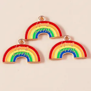 Three colorful rainbow enamel charms with gold Love Wins text for DIY jewelry making