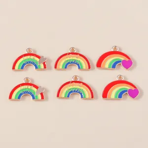Rainbow enamel love wins charms in alloy gold finish for DIY jewelry making 10 pieces