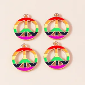 Regenboog vredesteken hangers van legering voor DIY kettingen en accessoires