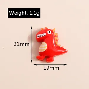 Detail of red resin cartoon dinosaur pendant with dimensions 19mm x 21mm and 1.1g weight