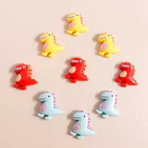 Colorful mini resin cartoon dinosaur charms in heart shape layout for DIY jewelry crafts