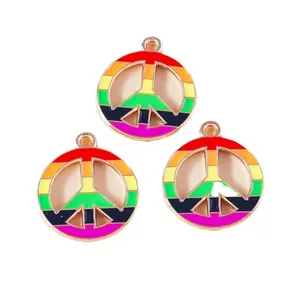 Drie creatieve regenboog vredesteken bedeltjes van legering voor DIY-sieraden