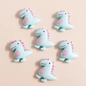 Set of six cute light blue resin dinosaur charms for DIY jewelry and phone case making