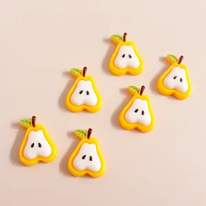 Set de 6 peras miniaturas de resina amarilla para manualidades DIY y fundas de móvil