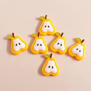 Pack de 6 dijes de peras en resina para manualidades DIY y decoraciones de fundas de móvil
