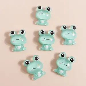 Cute green resin cartoon frog charms for DIY phone cases and craft supplies 10pcs pack