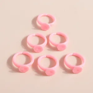 Pink Plastic Adjustable Ring Bases With Flat Pad For Kids Girls DIY Jewelry Making Components Accessories