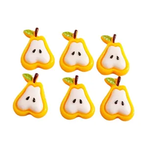 Set de 6 miniaturas de pera de resina realistas para manualidades y fundas de móvil