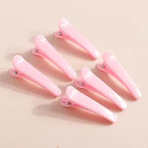 Set di sei fermagli per capelli a becco d'anatra rosa in resina per accessori fai da te