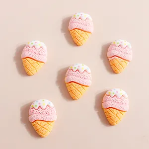 6-delige set schattige DIY-hars ijsjes met kleurrijke crème en kegeldetails