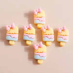 Lot de 6 breloques mignonnes en résine glacée avec nœuds roses pour bricolage DIY